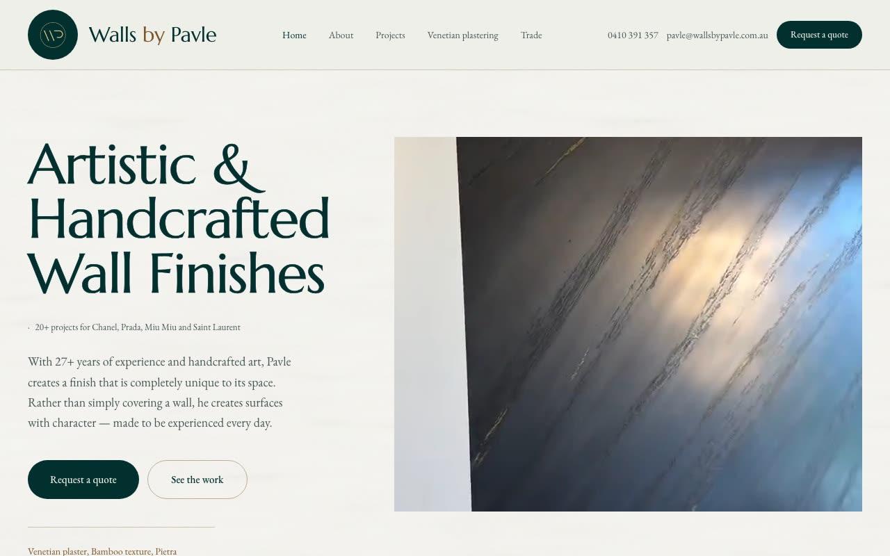Walls by Pavle website landing page